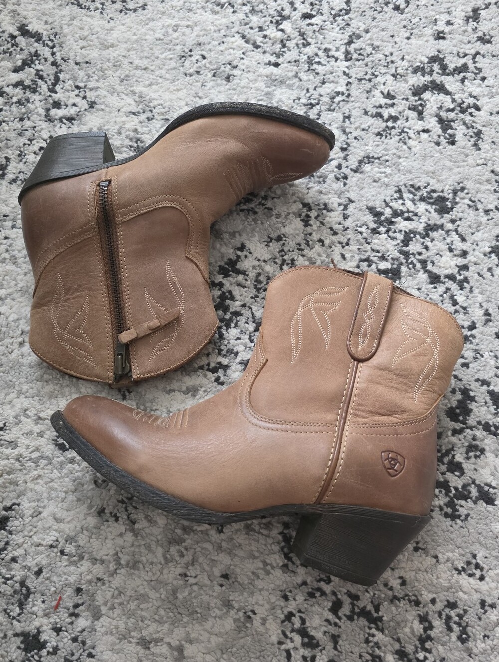 Ariat Darlin Western Boots Leather Cowgirl Rodeo Side Zip 10017323 Womens 6.5